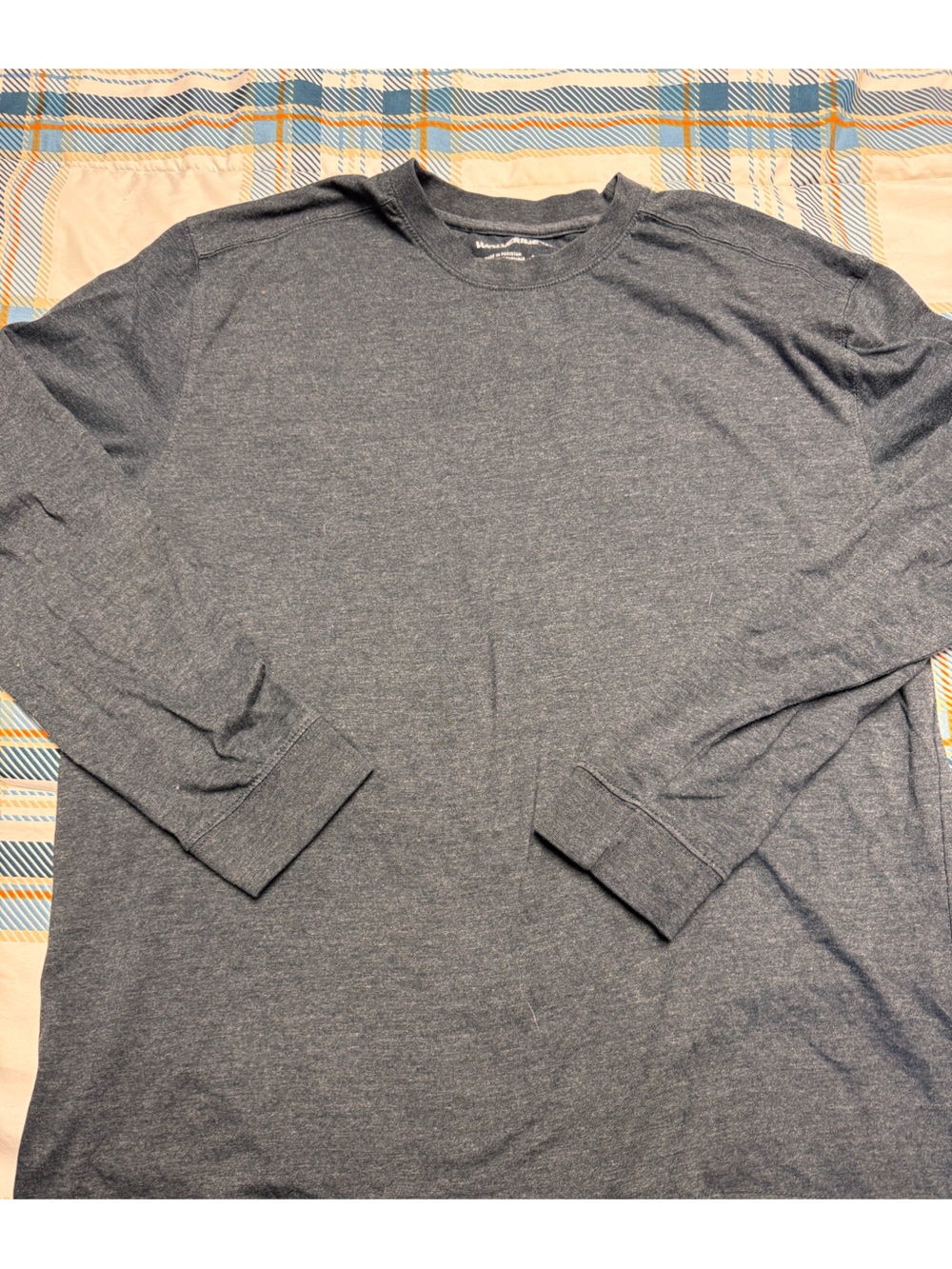 Wolverine Heathered Navy Long Sleeve Crew Shirt